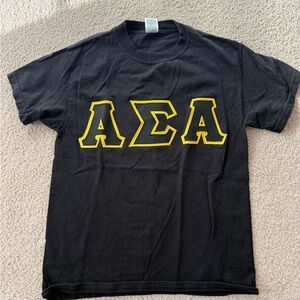 Alpha Sigma Alpha Black T-Shirt with Yellow and Black Greek Letters